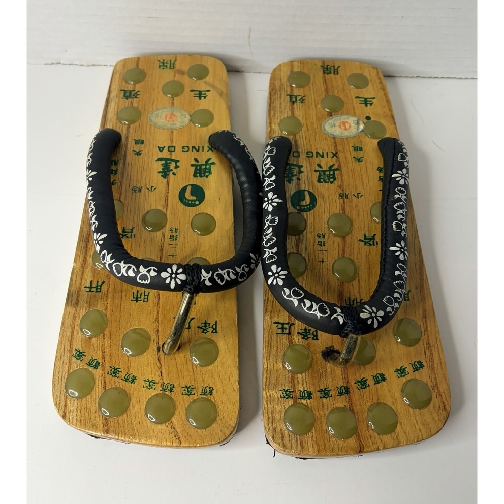 Vintage Chinese Reflexology‎ Acupressure Foot Massage Sandals Wood Size 41